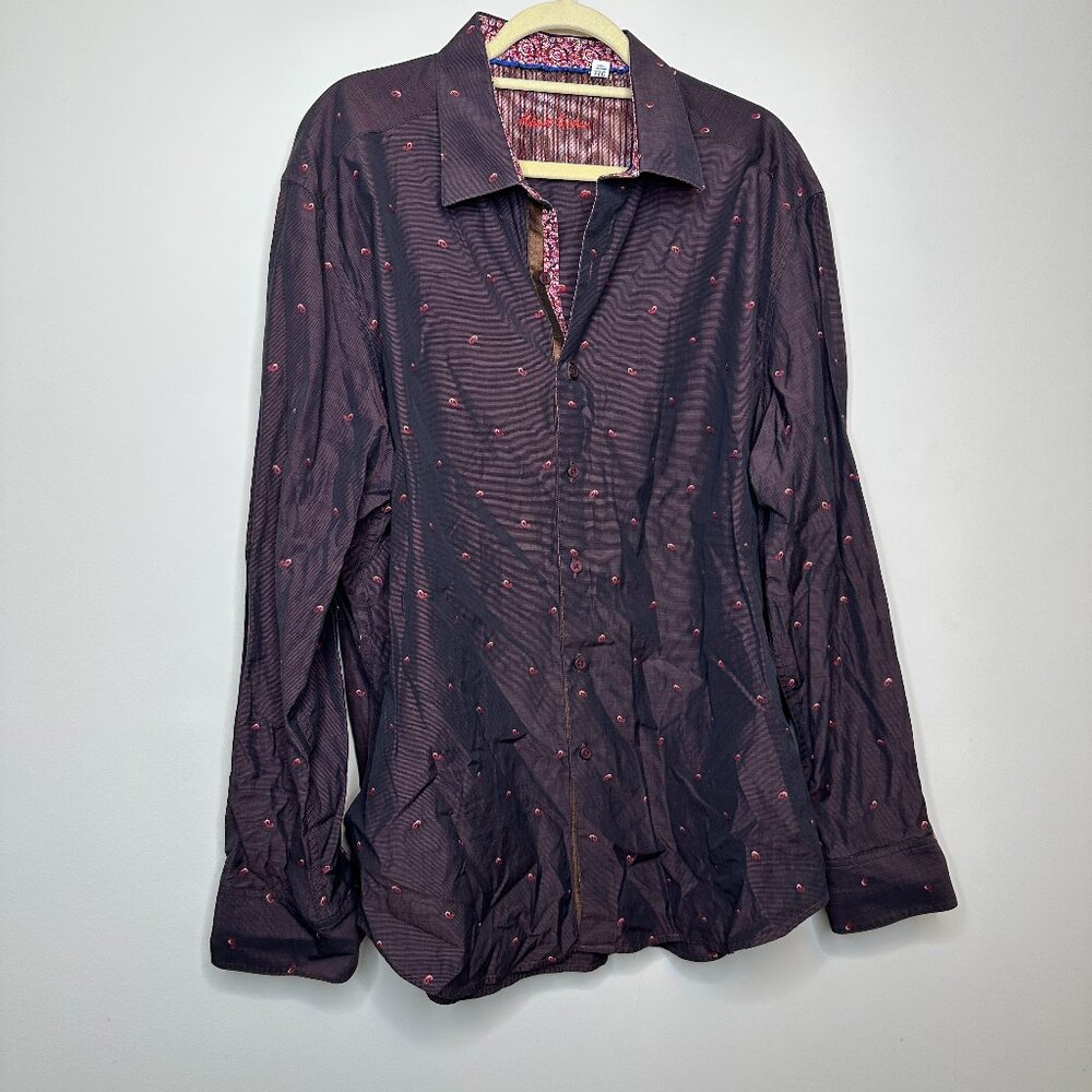 Robert Graham Paisley Button Front Shirt Classic Fit Men's 3XL